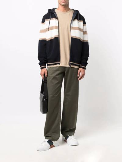 Herno horizontal-stripe pattern hooded jacket outlook