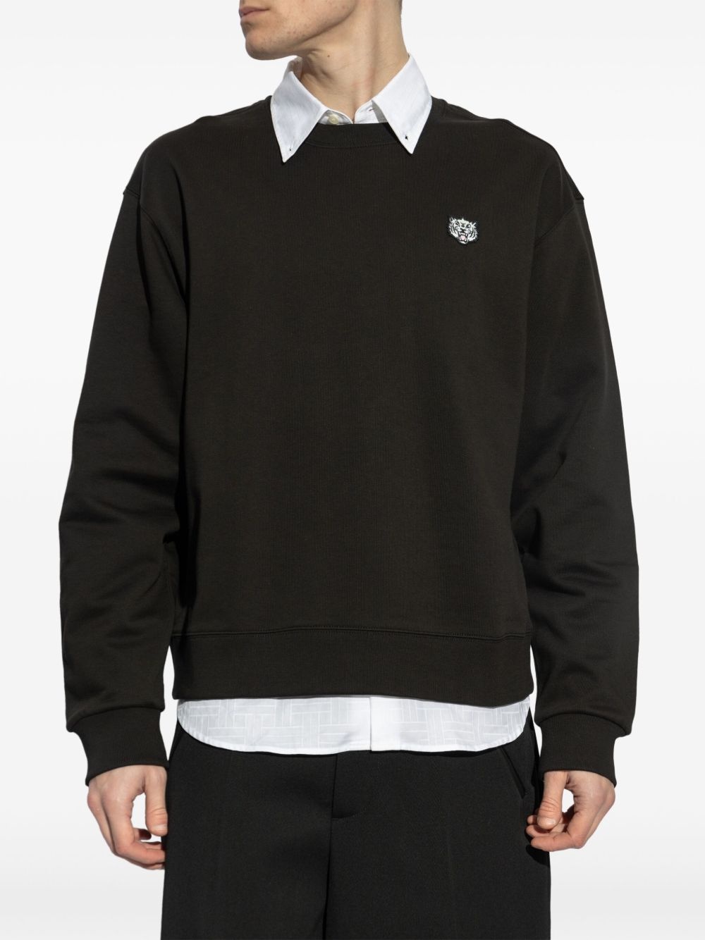 logo-patch cotton sweatshirt - 3