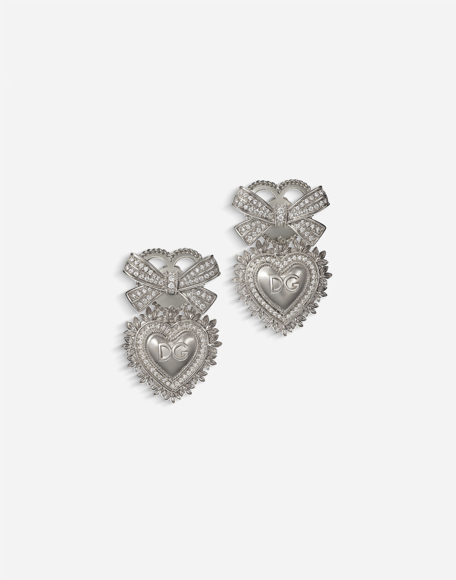 Devotion earrings in white gold with diamonds - 1