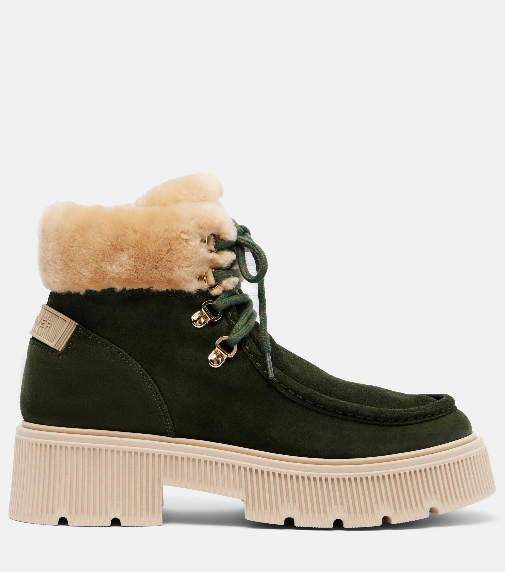 Turin shearling-trimmed suede lace-up boots - 4
