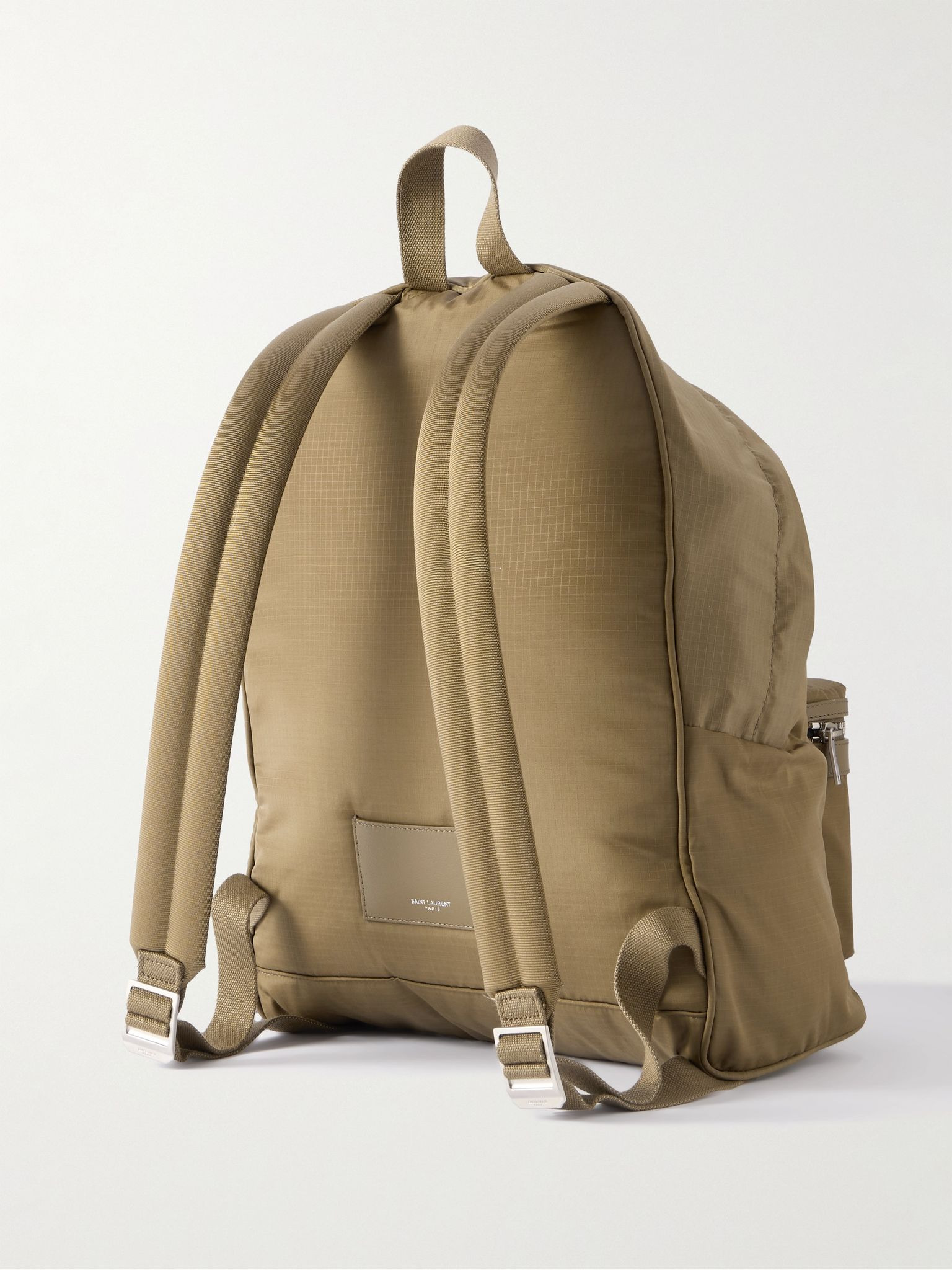 City Leather-Trimmed Ripstop Backpack Brown - 3
