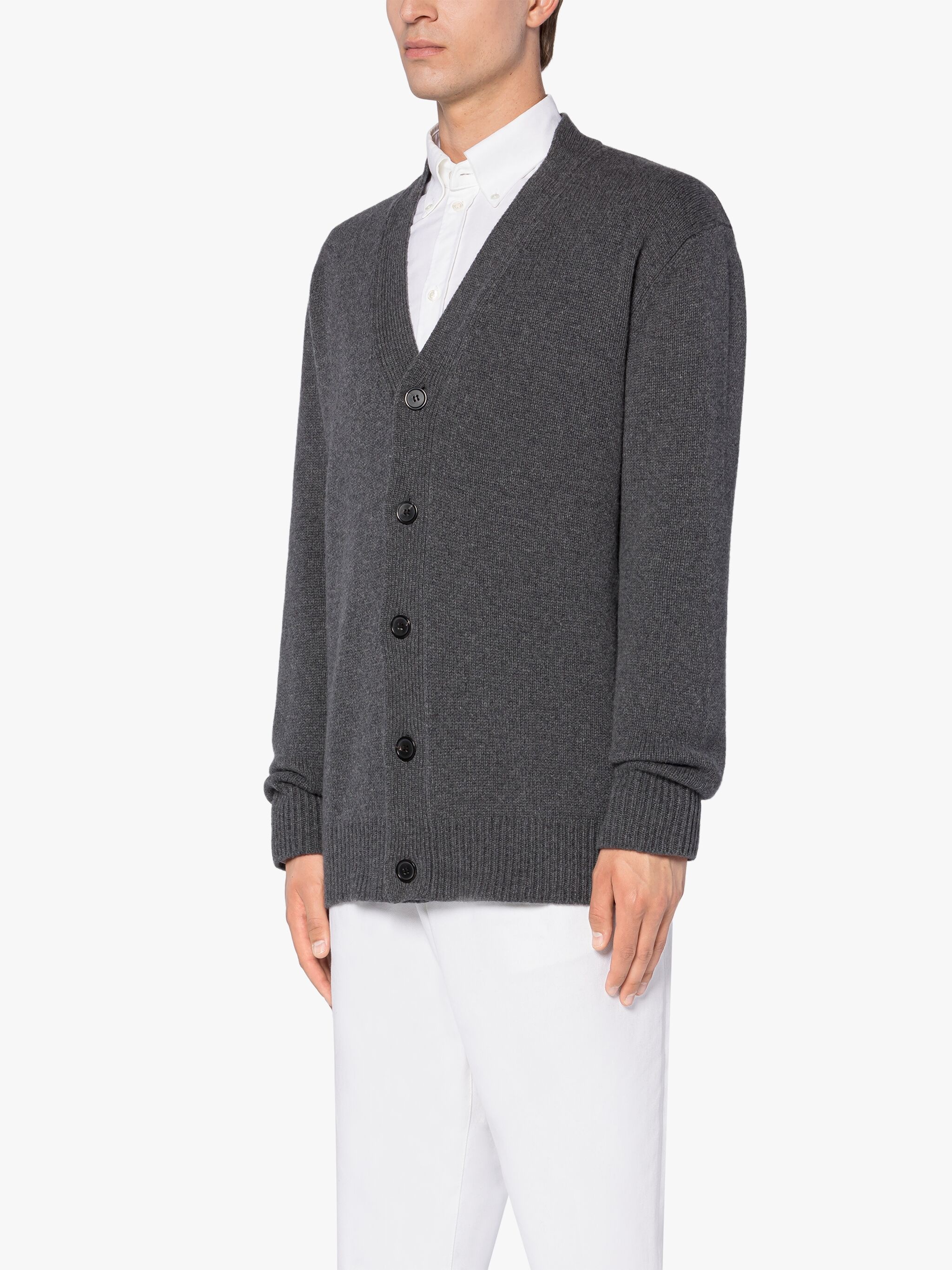 STOCKHOLM GREY MERINO WOOL & CASHMERE CARDIGAN - 3