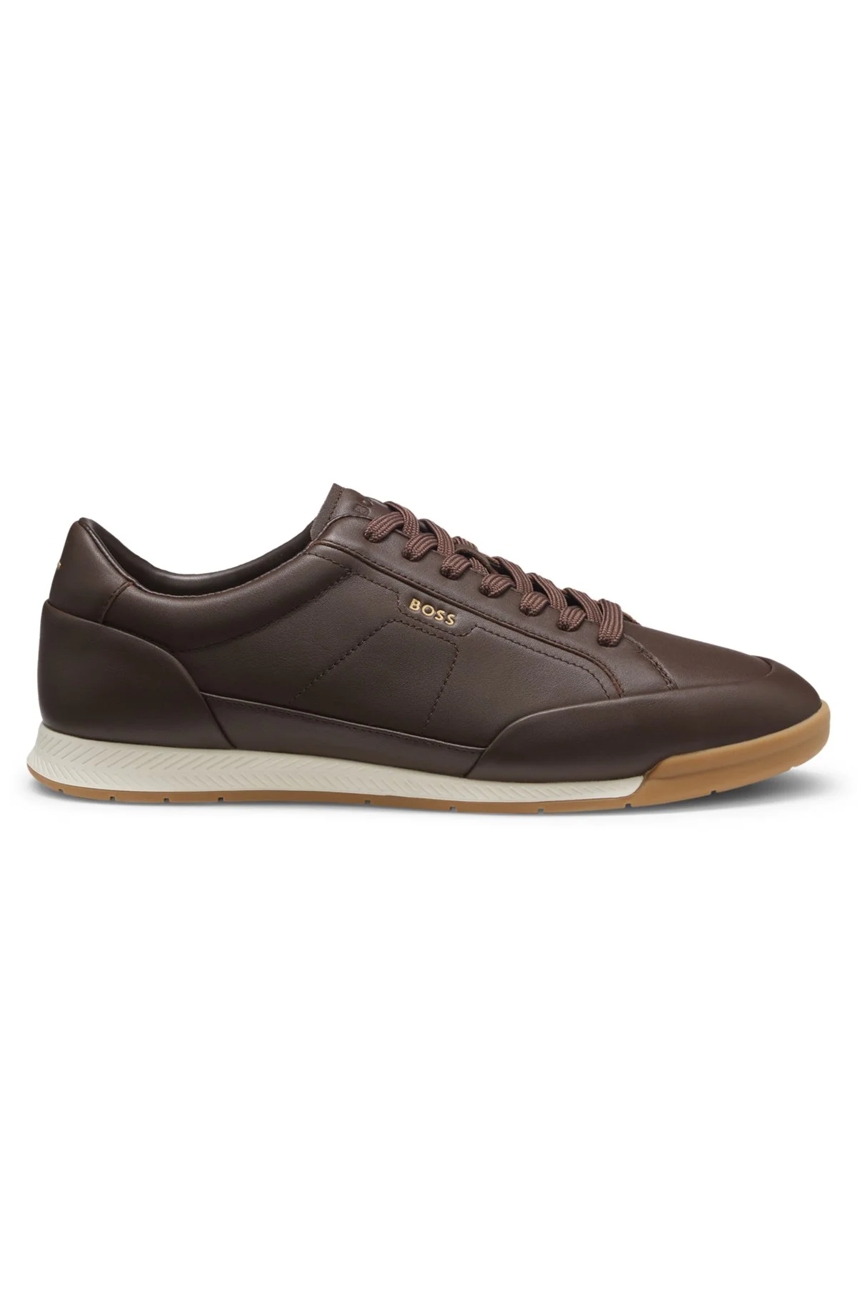 LEATHER SNEAKERS WITH FOIL LOGO - 1