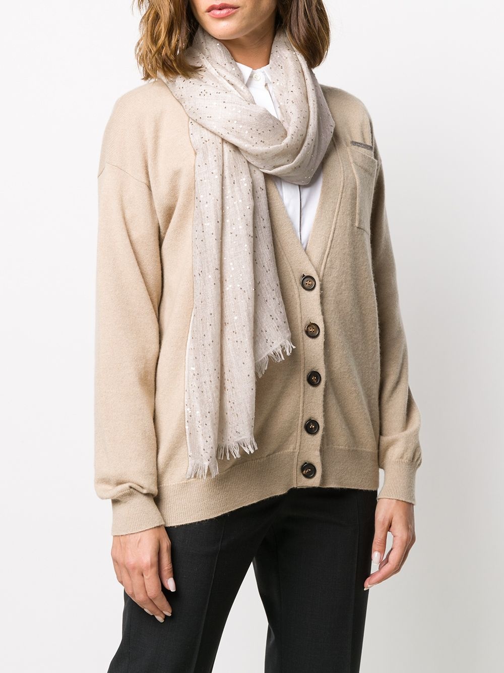sequin-embellished scarf - 2
