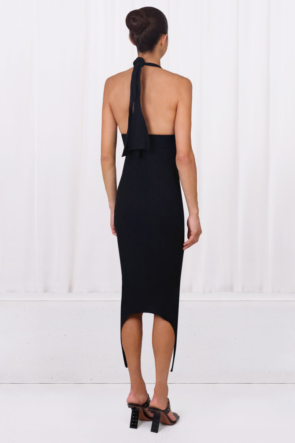 CURVE STRETCH HALTERNECK DRESS | BLACK - 3