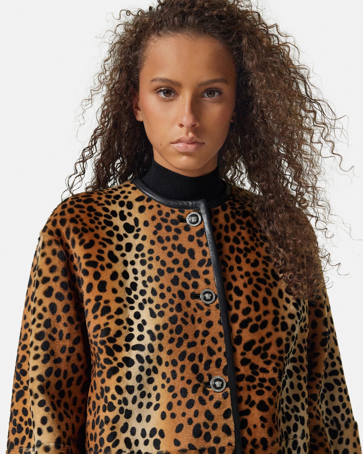 Leopard Pony-Effect Collarless Coat - 3