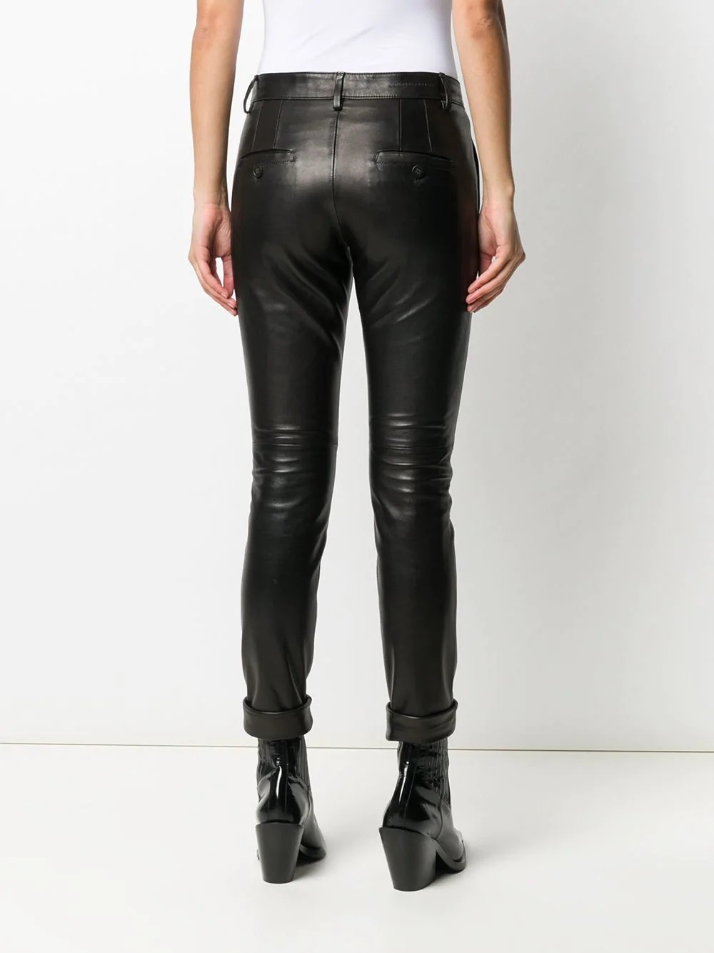 slim-fit leather trousers - 4