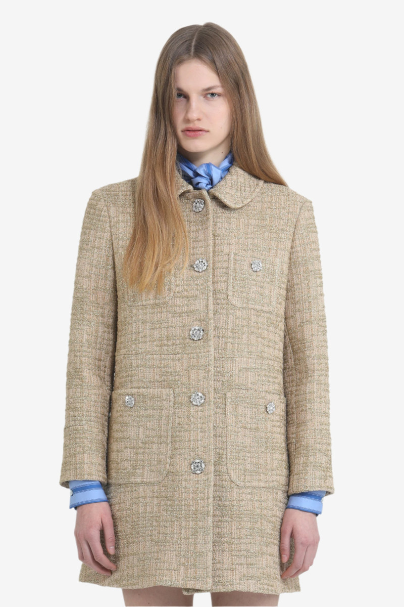 SHORT COAT WITH JEWEL BUTTONS AND ROUNDED COLLAR 4