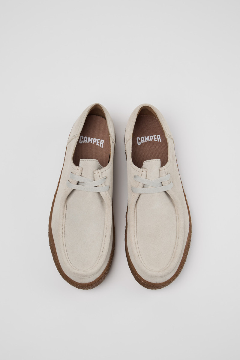 Peu Terreno Beige Suede Shoes for Men. 4