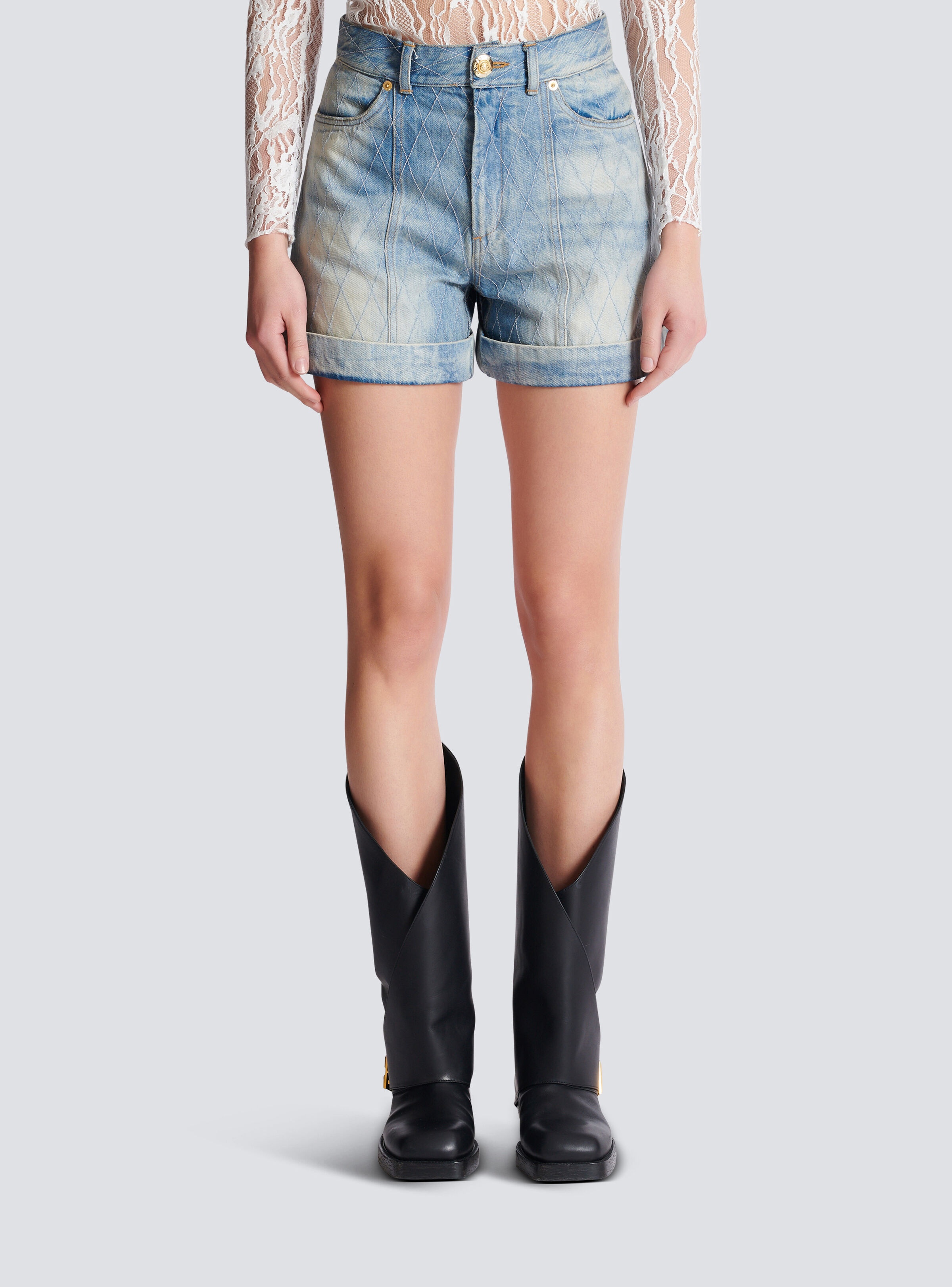 Short Diamond denim shorts - 5