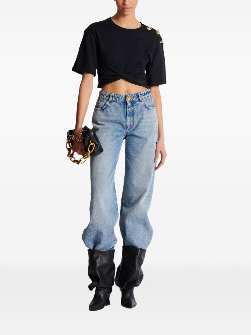 faded-wash jeans - 2