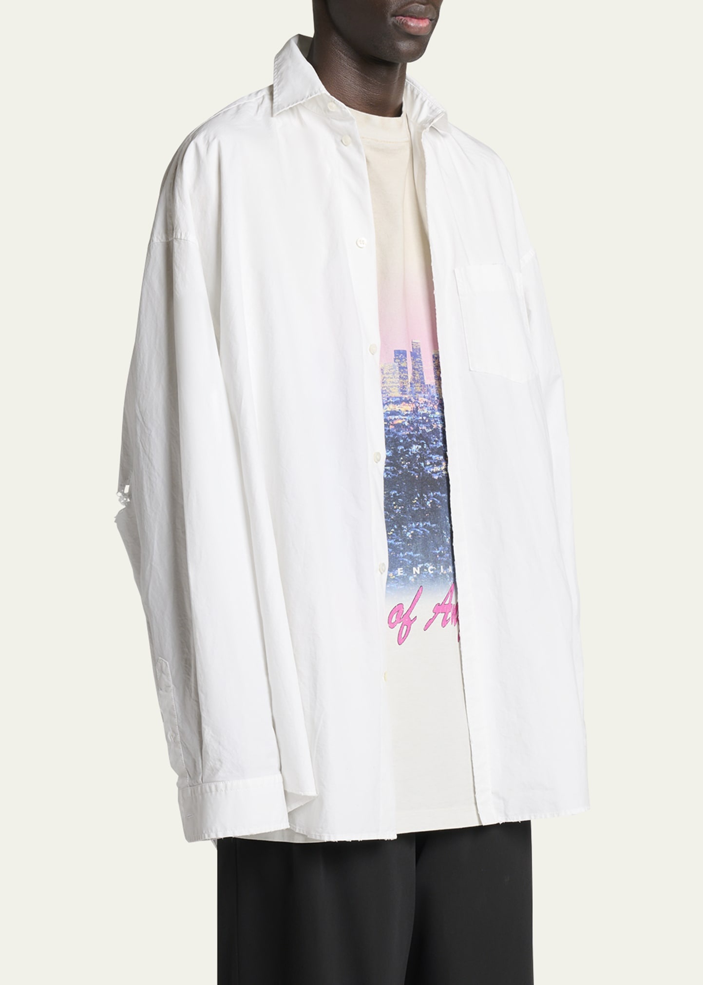 Men's Poplin Los Angeles Double-Layer T-Shirt - 4