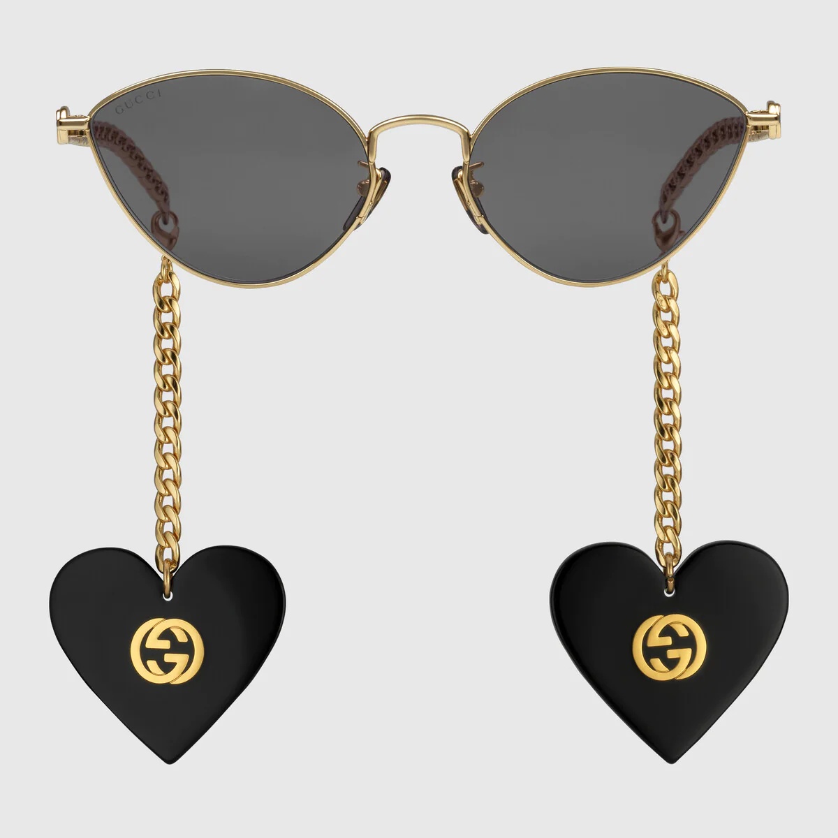 Cat eye sunglasses with heart shaped charms - 1