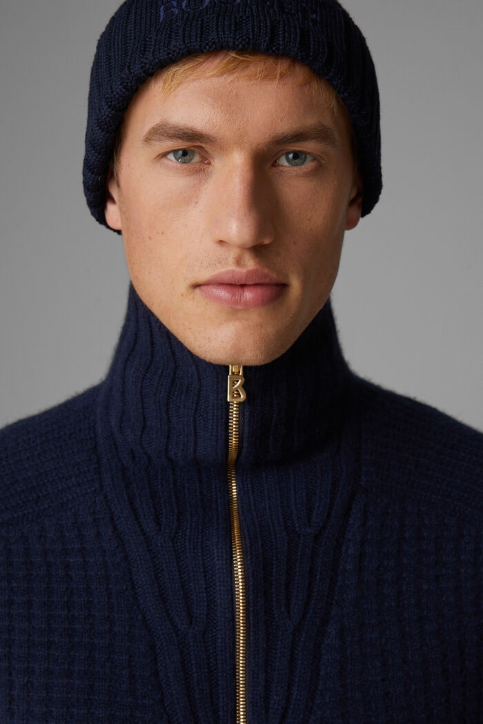 Rey Cashmere half-zipper pullover in Navy blue - 4