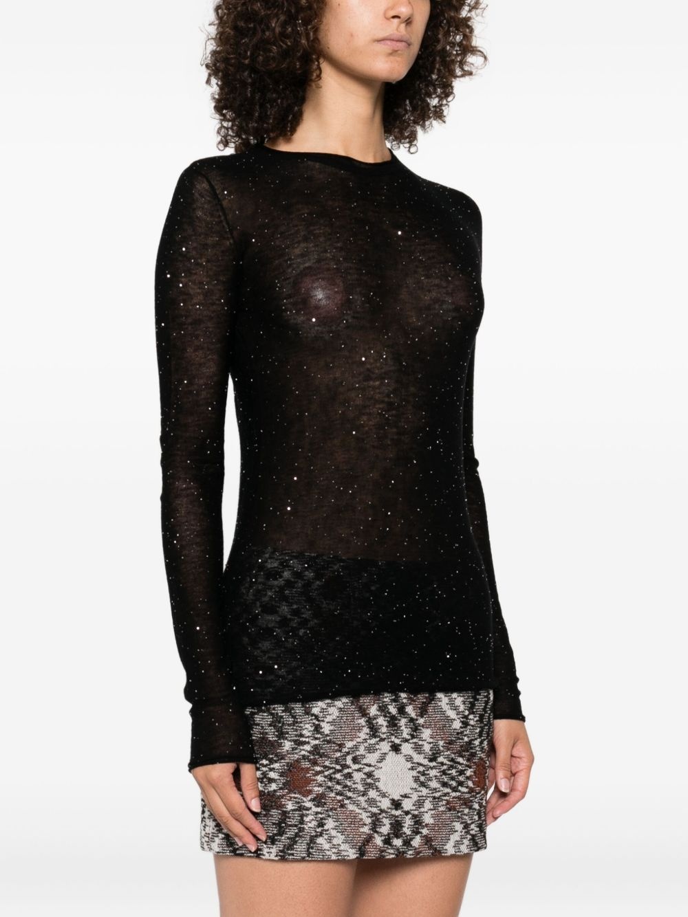 glitter-embellished long-sleeve top - 3