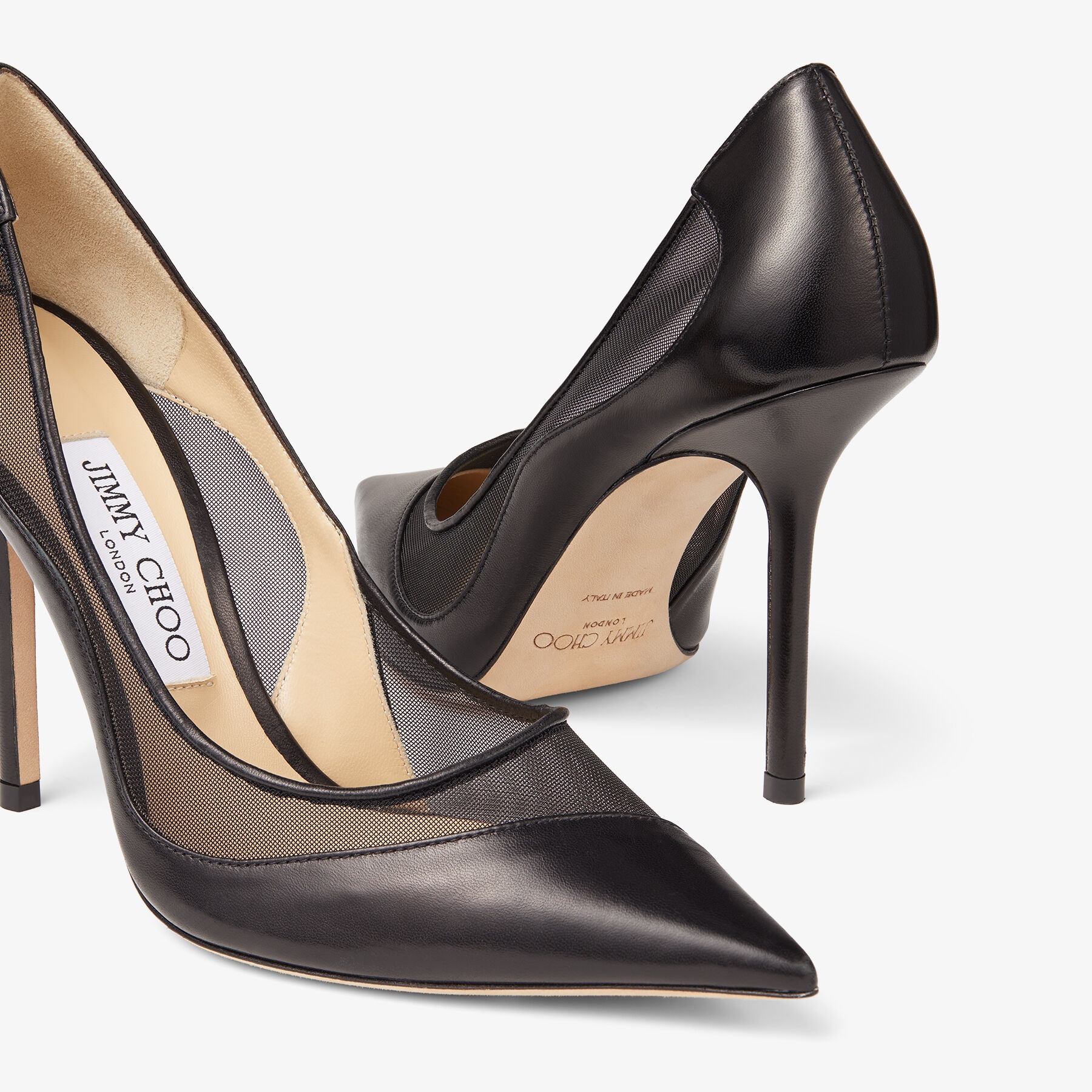 Love 100
Black Nappa and Mesh Pointed-Toe Pumps - 4