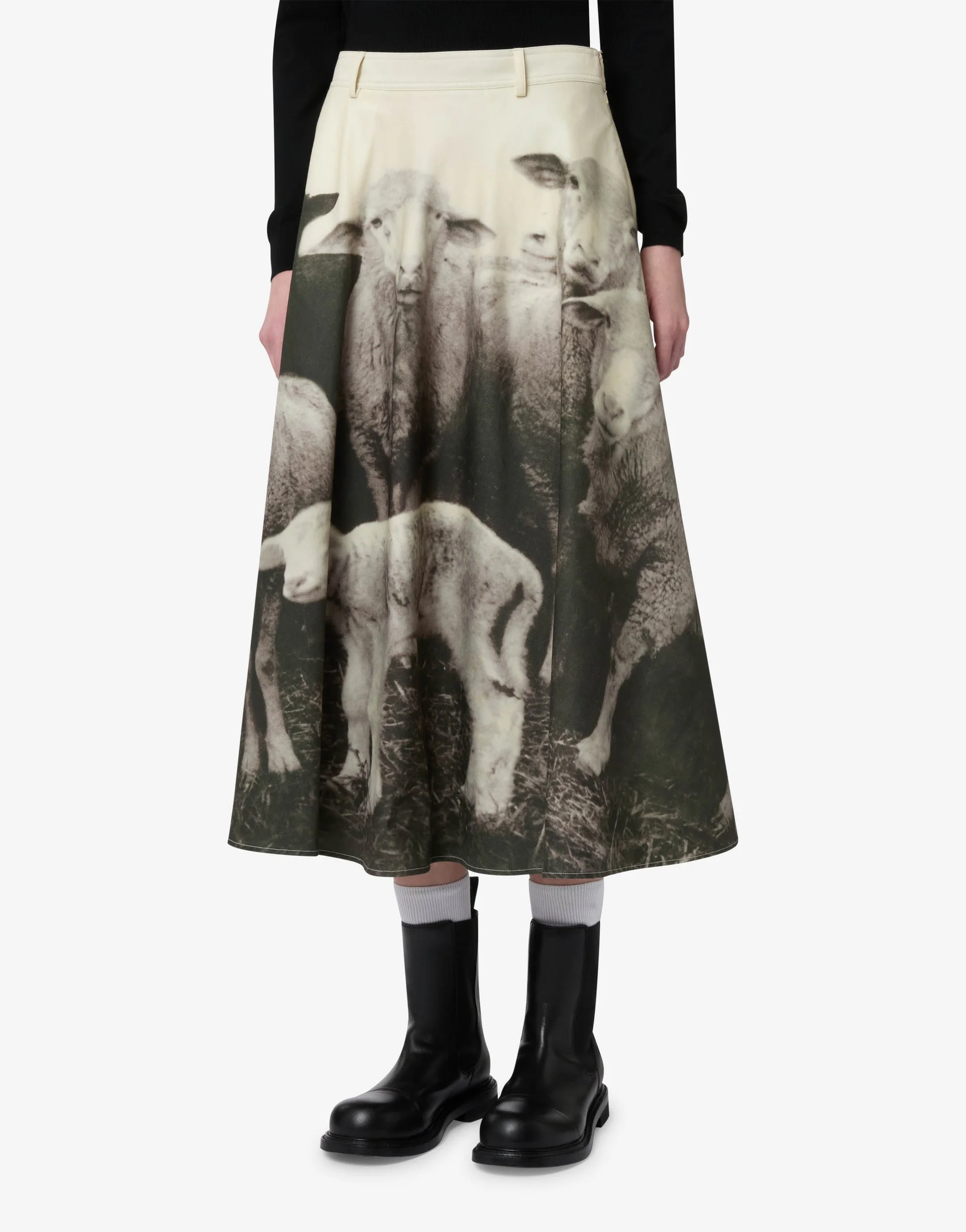 PRINTED COTTON GABARDINE SKIRT - 1