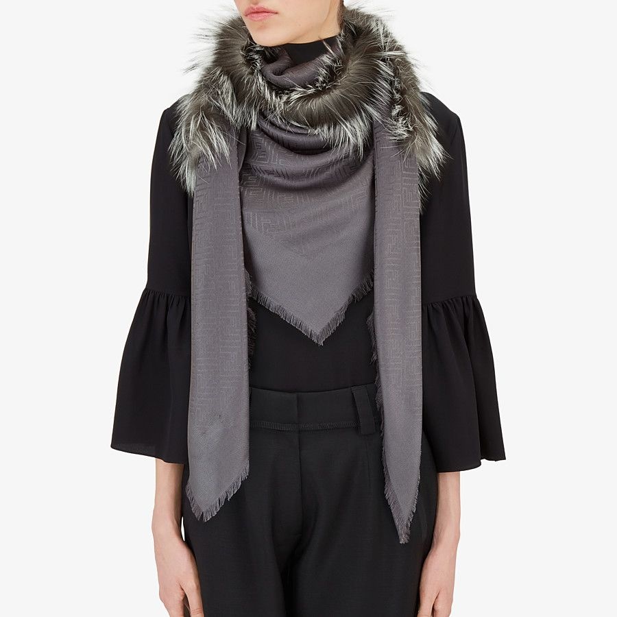 Gray silk and wool shawl - 3