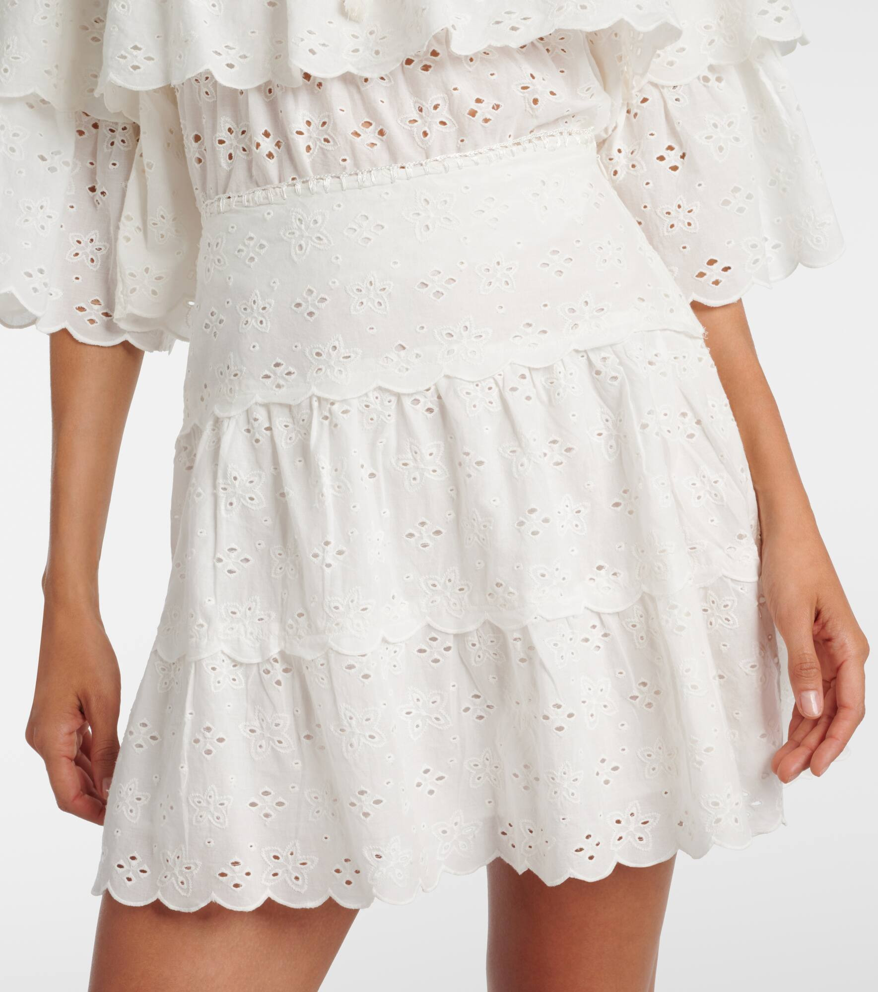 Cassandra scalloped cotton miniskirt - 4