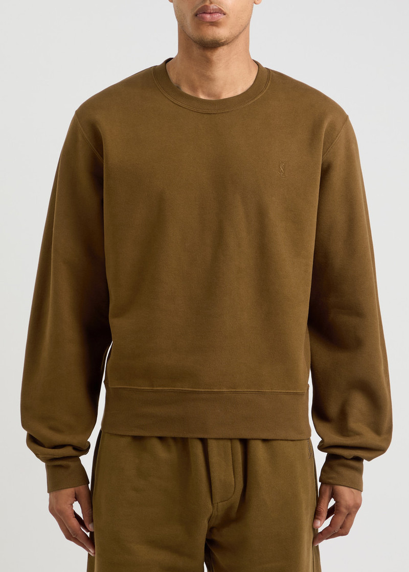 SAINT LAURENT Saint Laurent Logo-embroidered Cotton Sweatshirt outlook