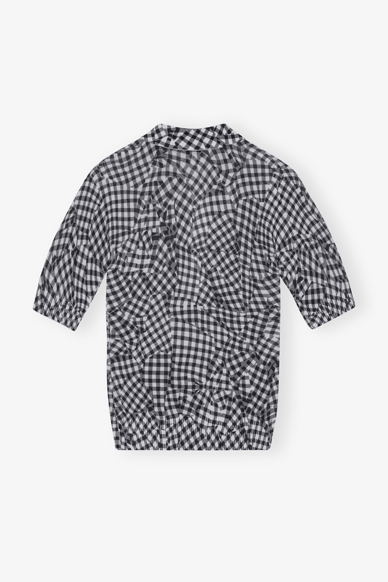 BLACK SHEER COTTON PRINTED POLO SHIRT - 6