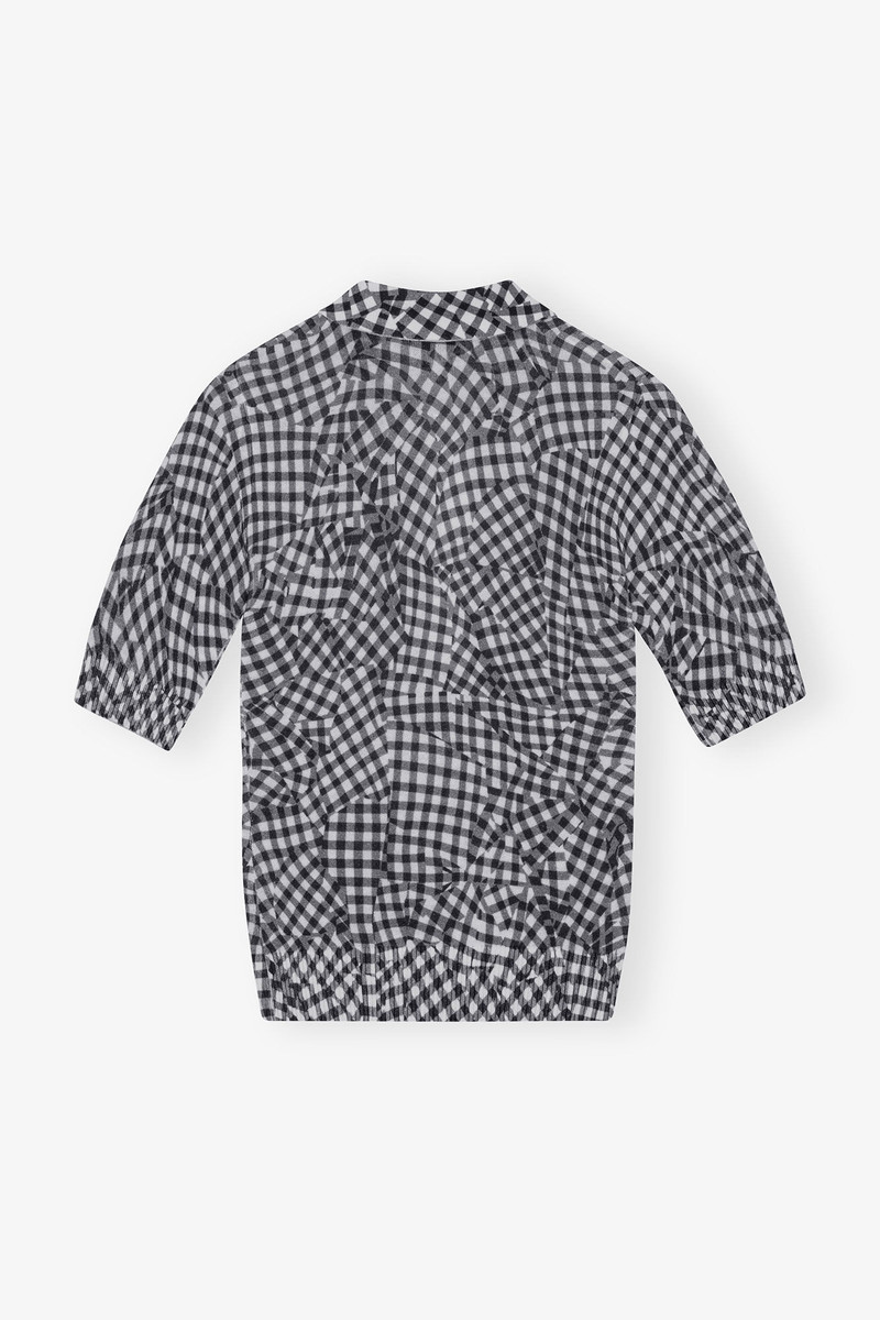 BLACK SHEER COTTON PRINTED POLO SHIRT 6