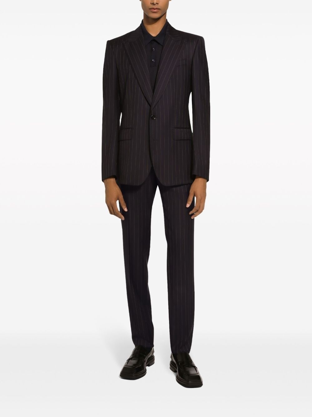 striped single-breasted blazer - 3