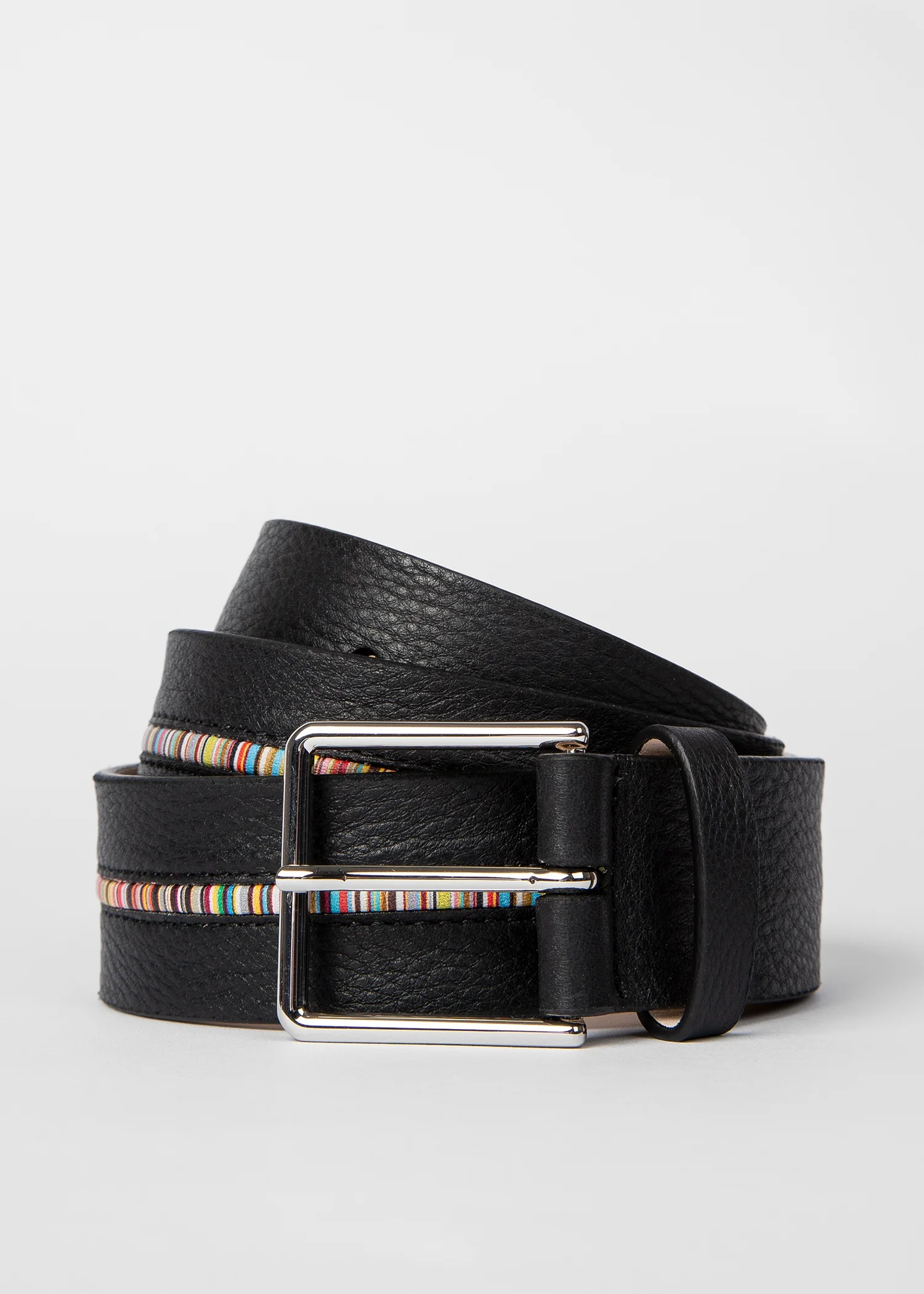 Grained Leather 'Signature Stripe' Belt - 1