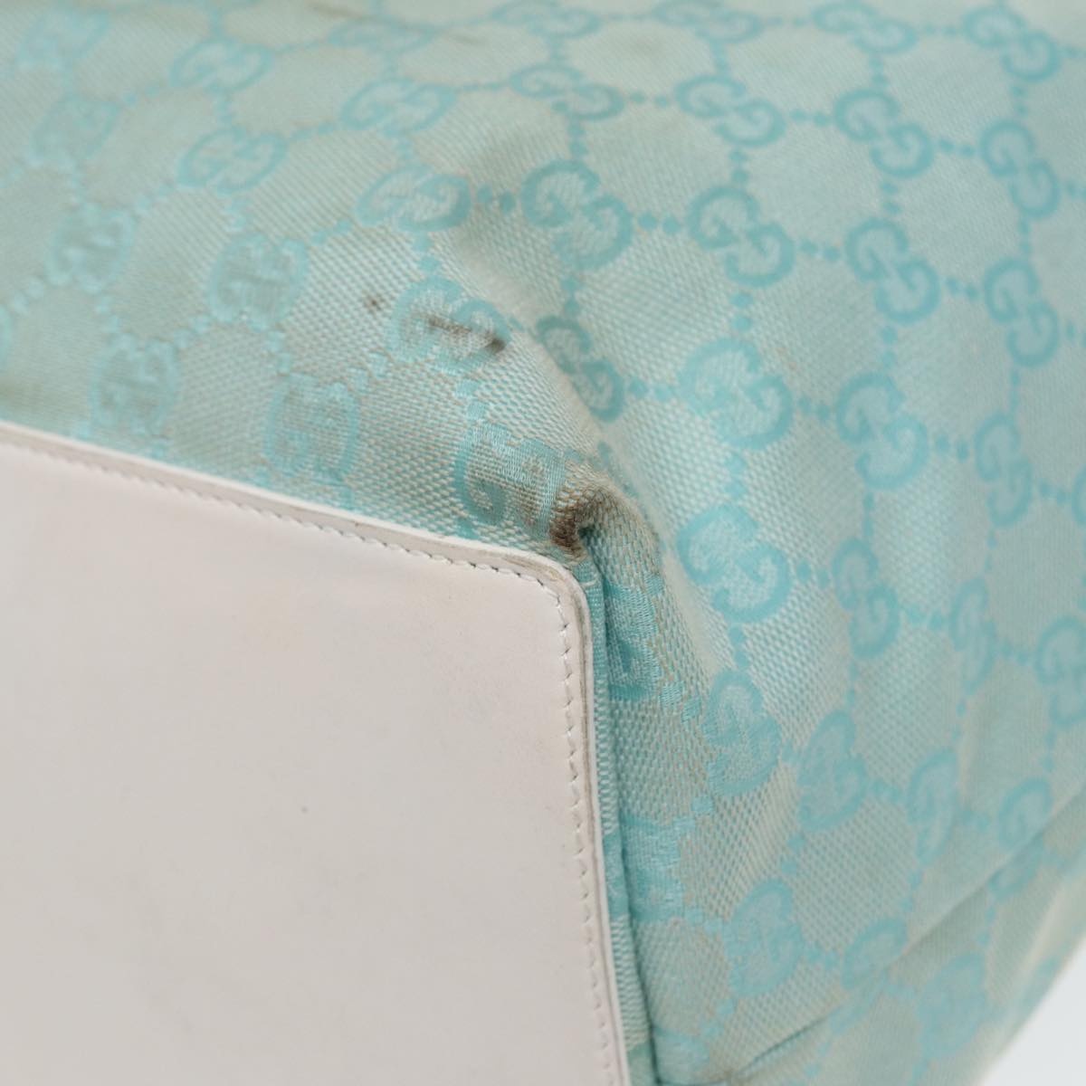 GUCCI GG Canvas Tote Bag Light Blue White Gold 002 002 - 12