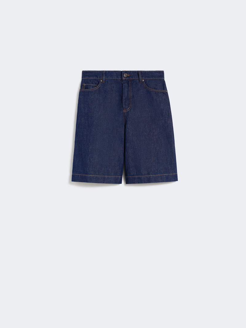 OZONO Cotton and linen denim Bermuda shorts - NAVY 1