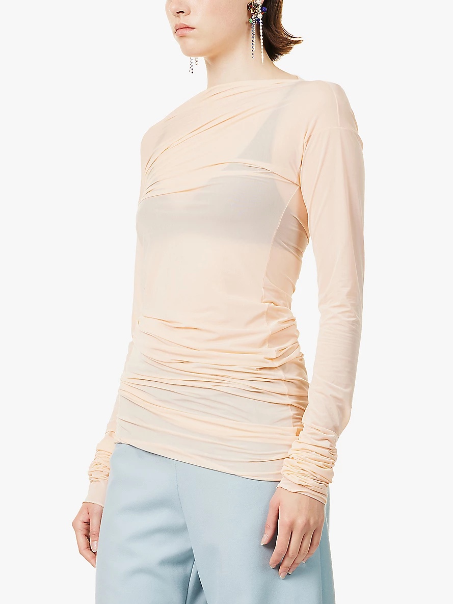 Hoan long-sleeve ruched-side jersey top - 3