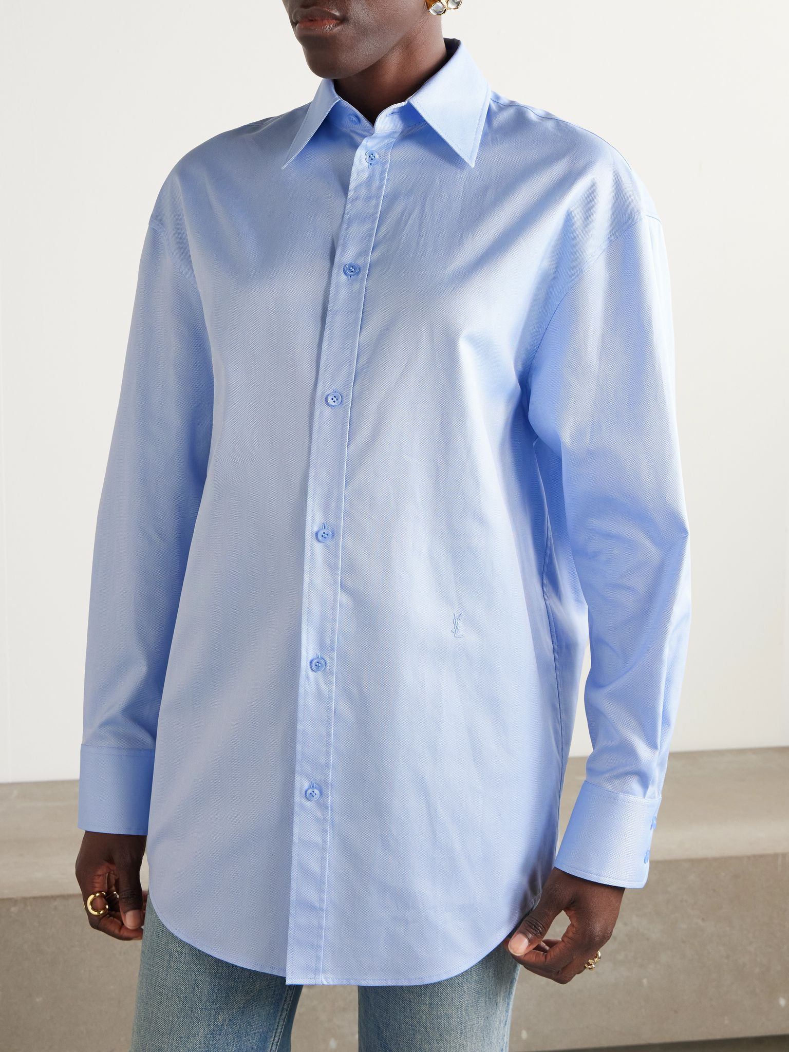 Oversized Cotton Oxford shirt Blue - 3