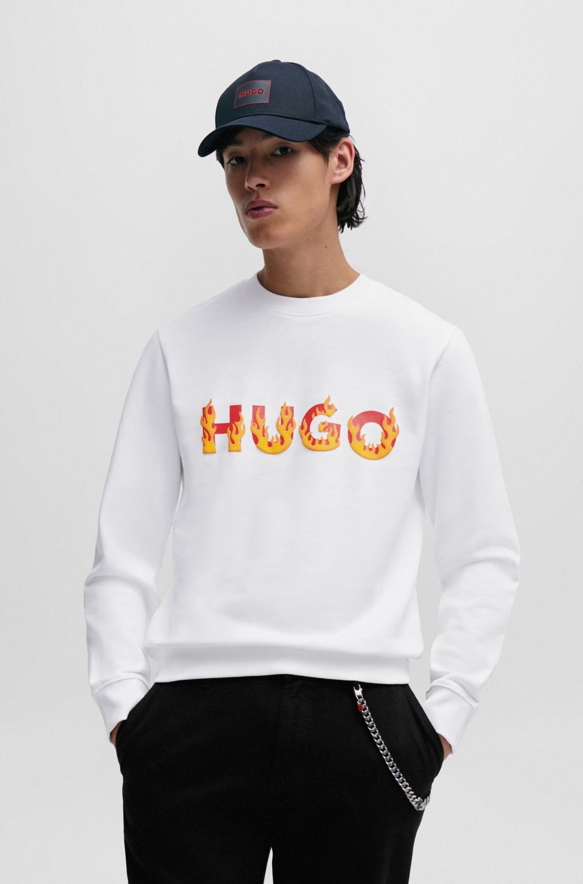 COTTON-TERRY SWEATSHIRT WITH PUFFED FLAME LOGO - 2