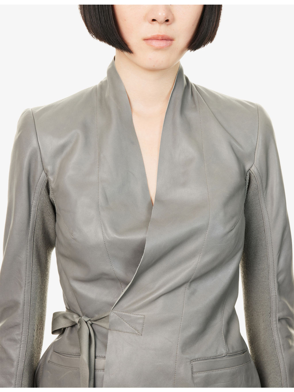 Hollywood Wrap-Front Leather Jacket - 5