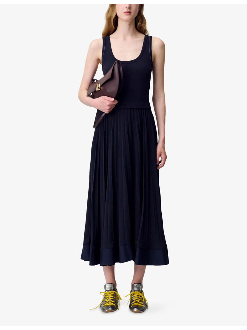 Claudie Pierlot Tradi pleated skirt stretch-cotton dress outlook
