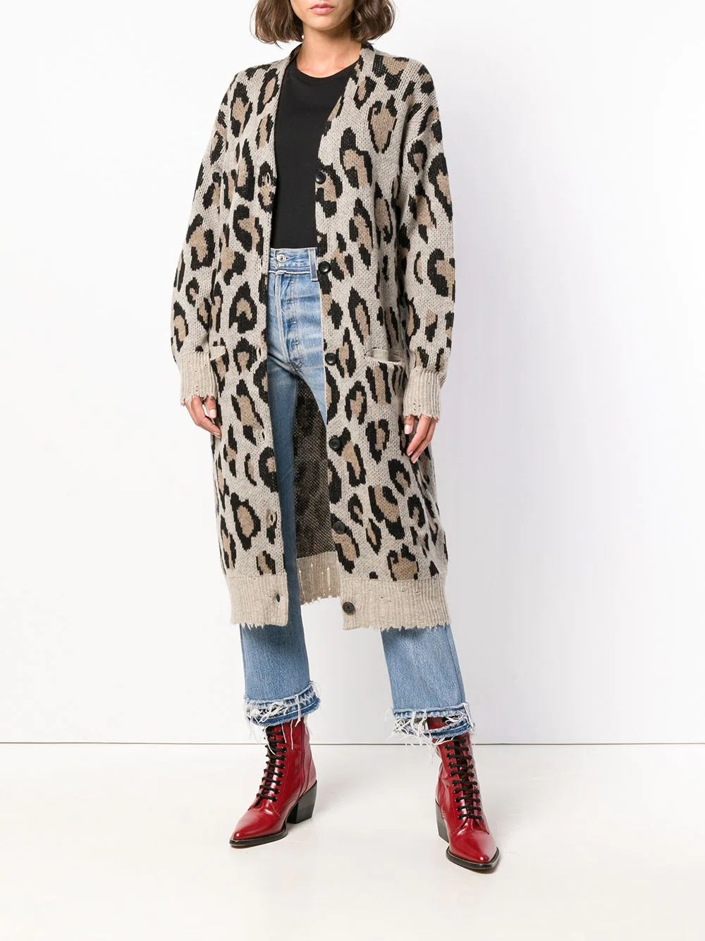 cashmere long leopard cardigan - 2