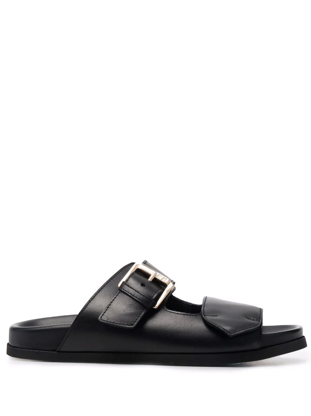 buckled leather slides - 1