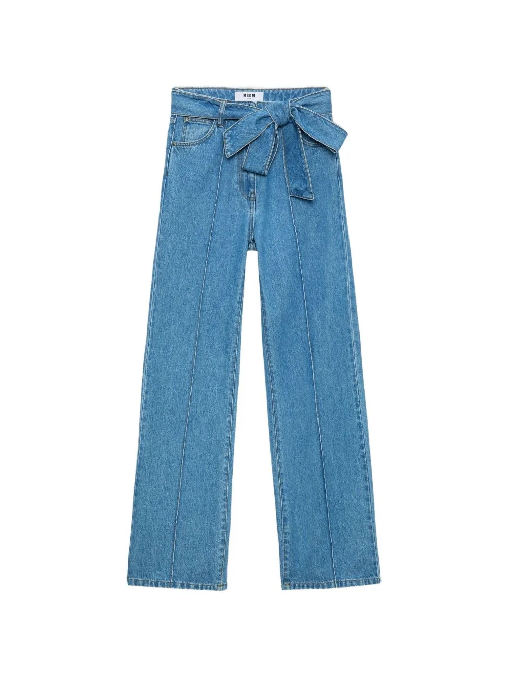 high-waisted tie-waist jeans - 1