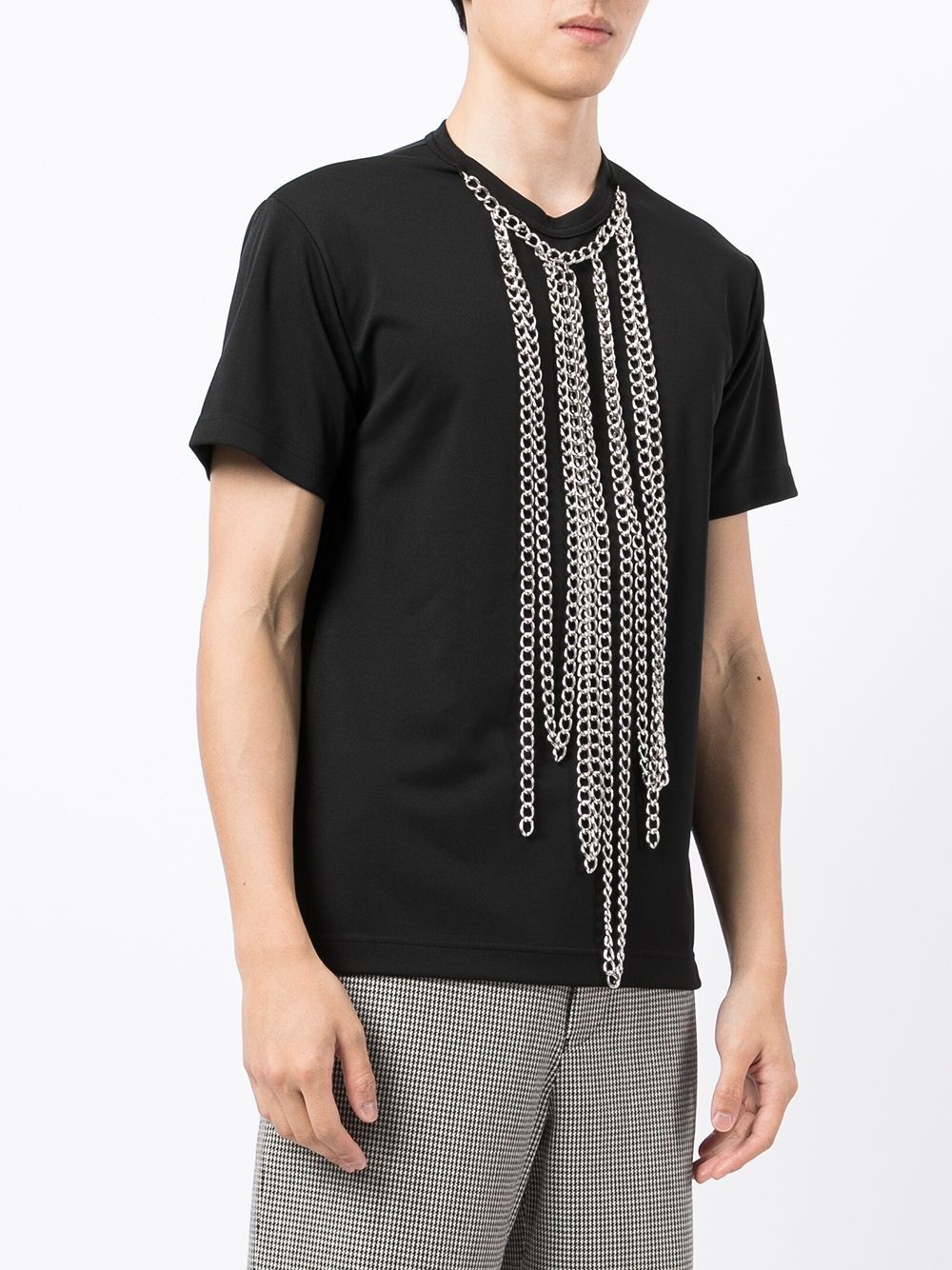 draped chain-trim T-shirt - 3