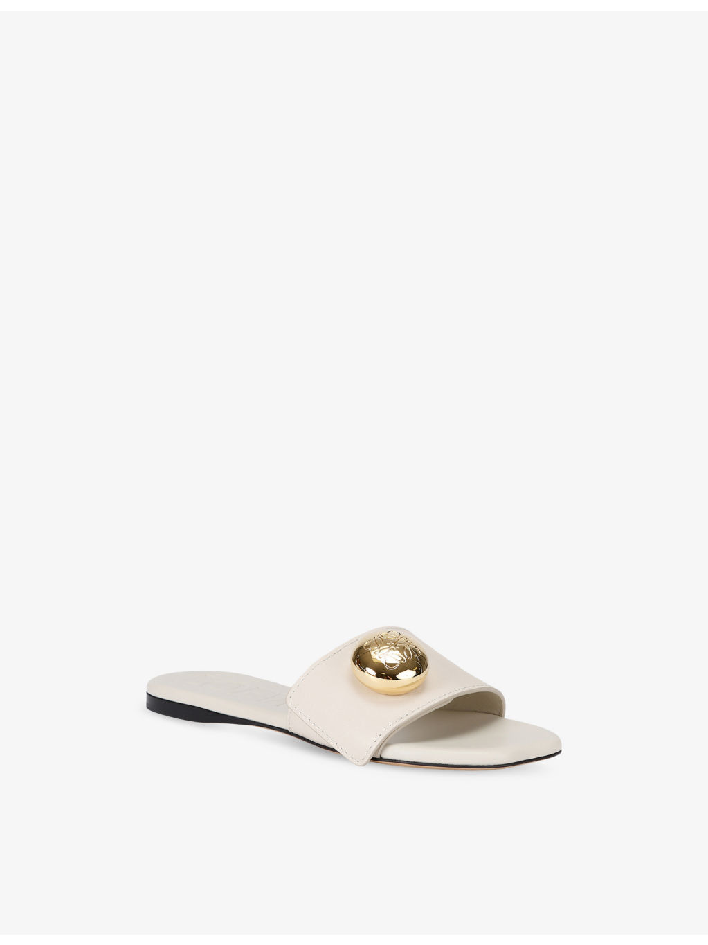 Pebble Flat Leather Slides - 3