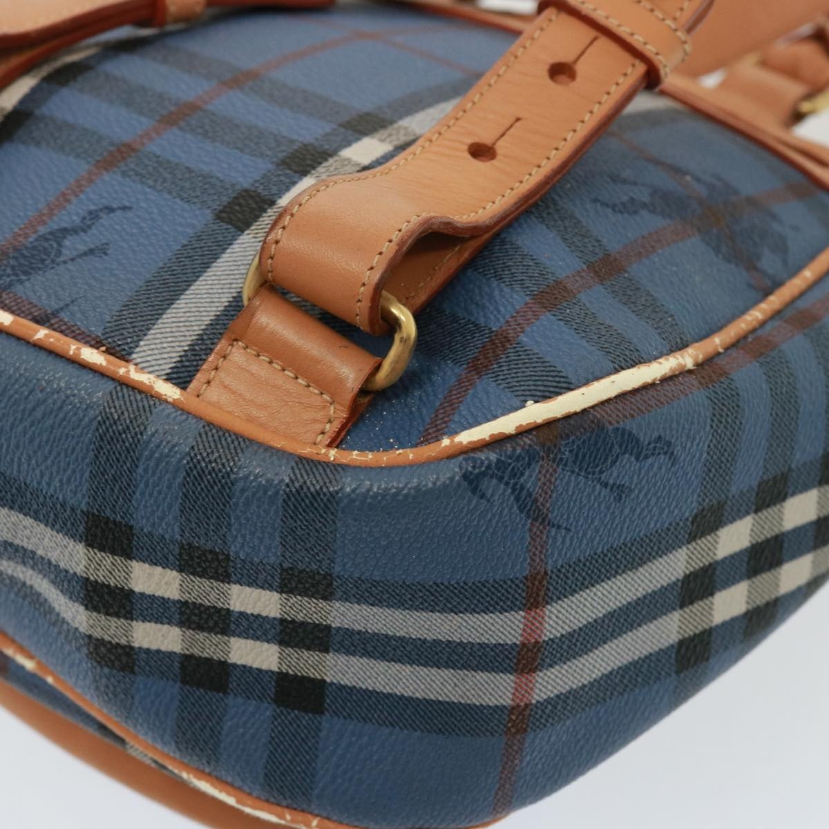 Burberry Nova Check Shoulder Bag Pvc Leather Blue - 16