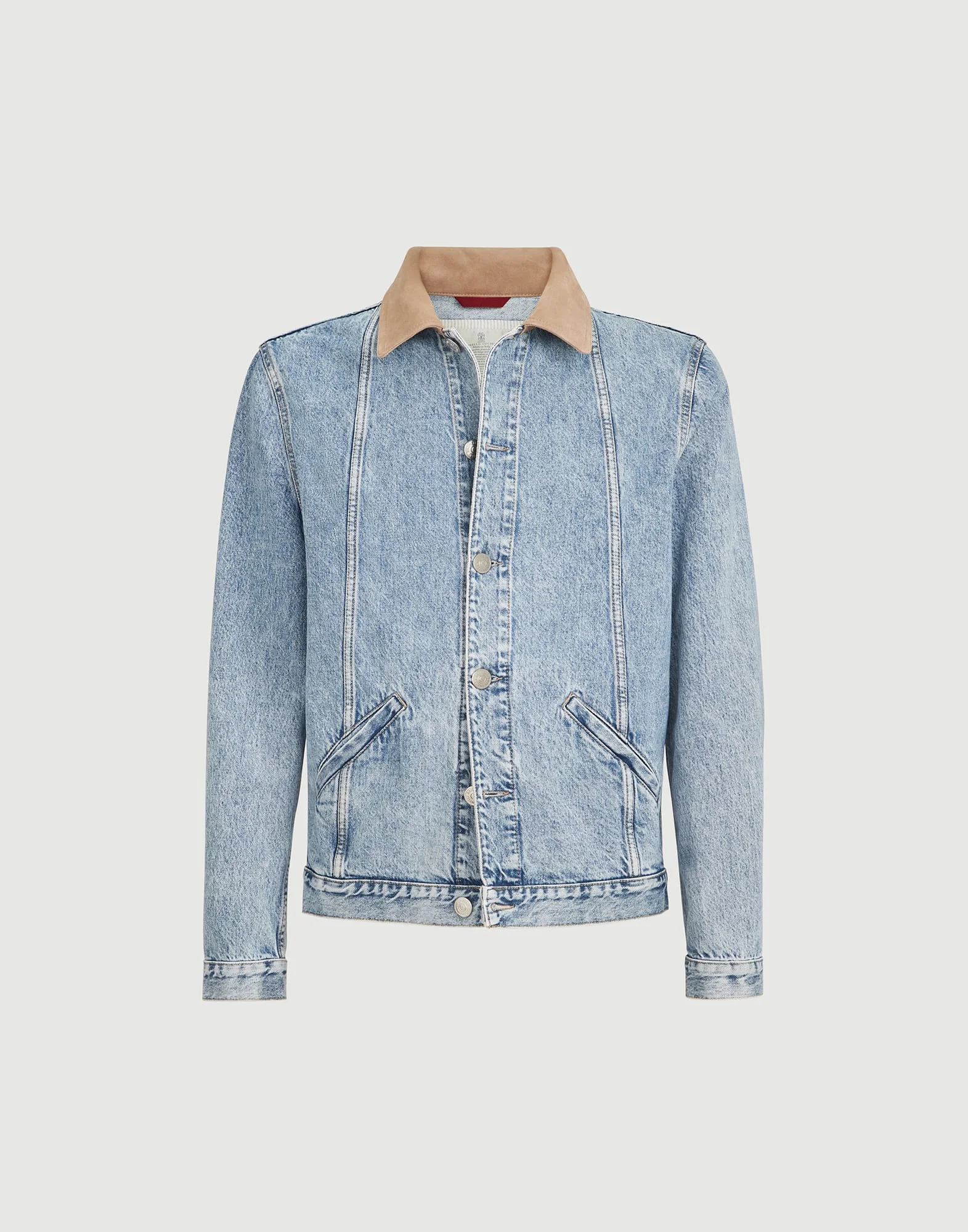 Denim outerwear jacket with suede collar - 1
