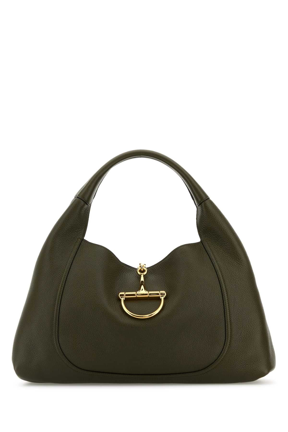 Gucci Women Olive Green Leather Large Gucci Softbit Shoulder Bag - 1