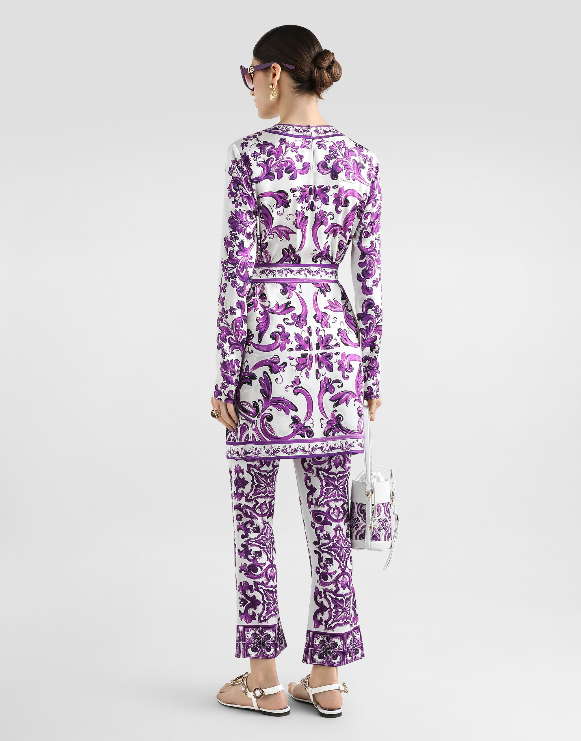 Majolica-print charmeuse dress - 3