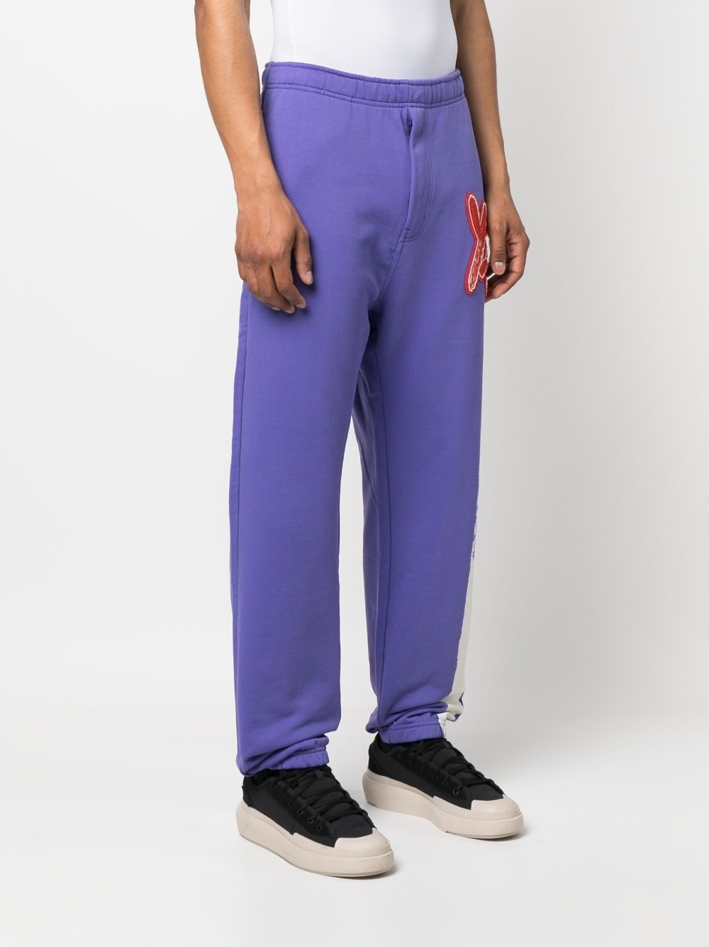 appliqué-logo organic cotton track pants - 3