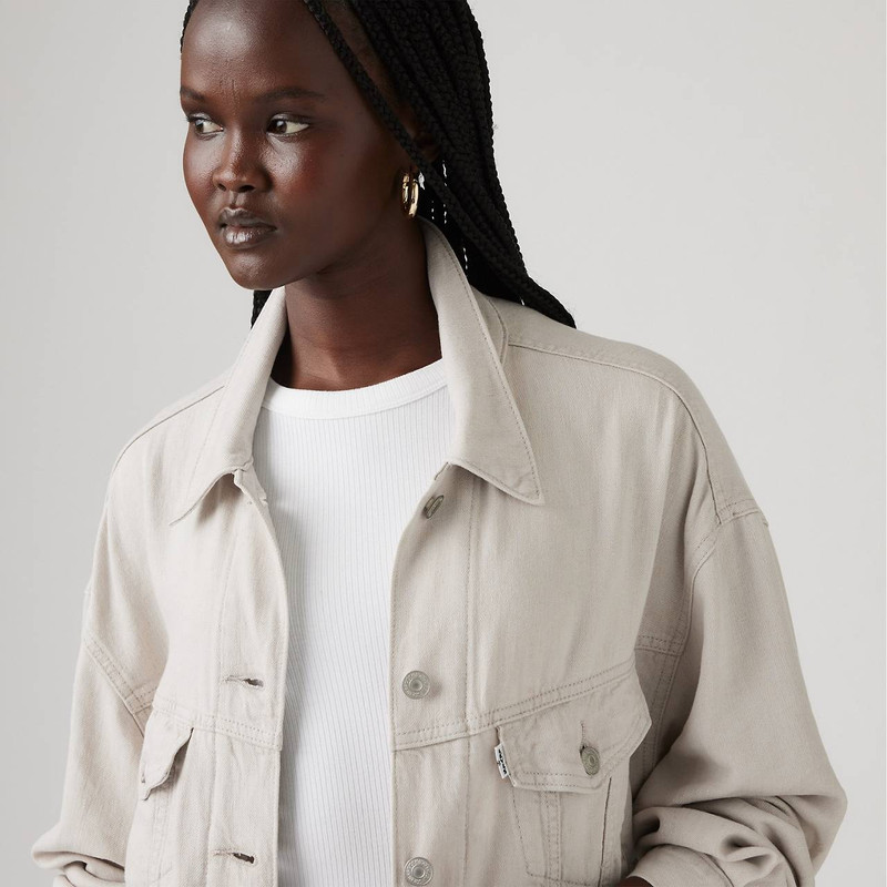 SHRUNKEN '90S LINEN BLEND LIGHTWEIGHT TRUCKER JACKET 5