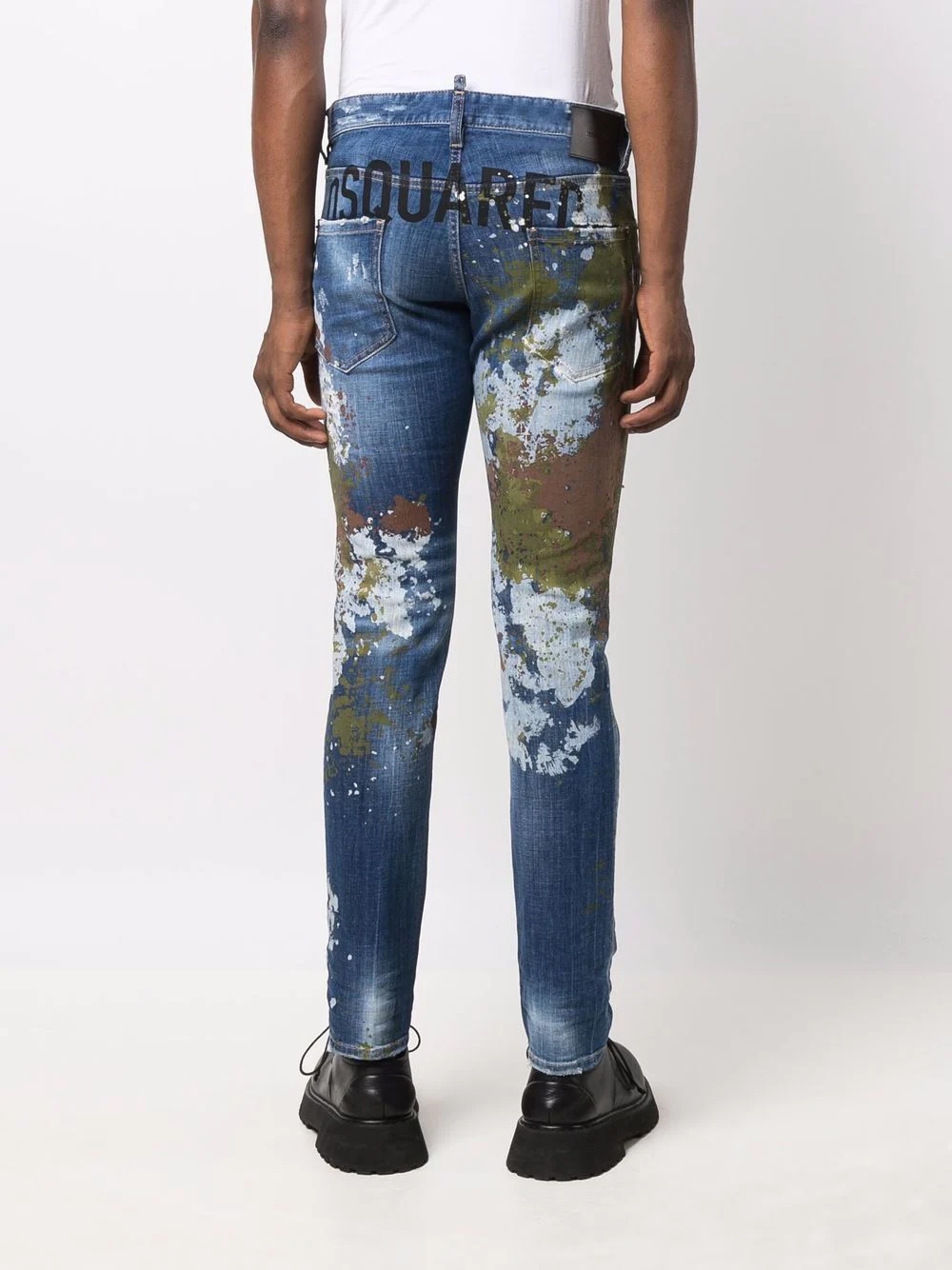 paint splatter-effect slim-fit jeans - 4