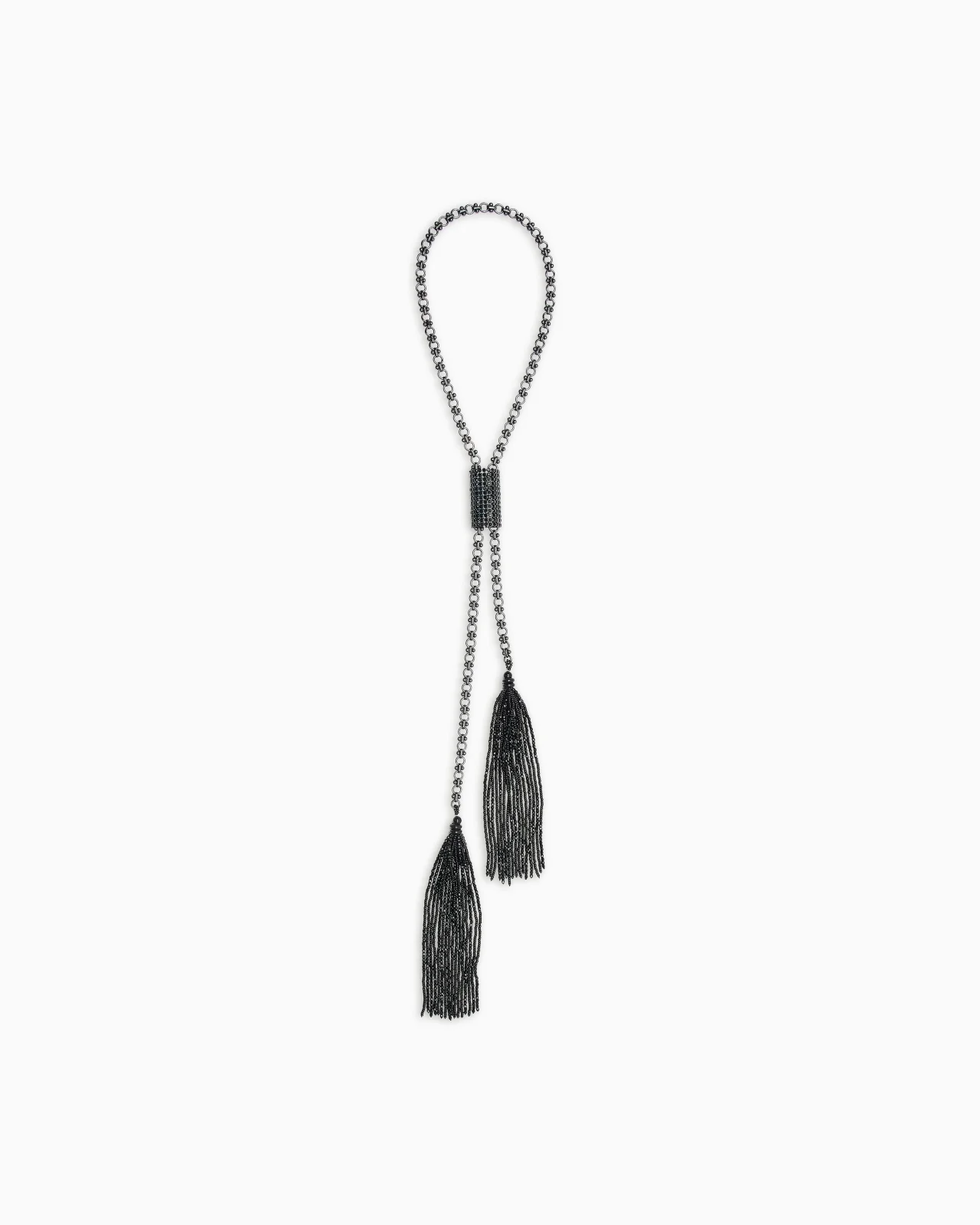 LONG CHAIN NECKLACE WITH BEADED TASSELS - 1