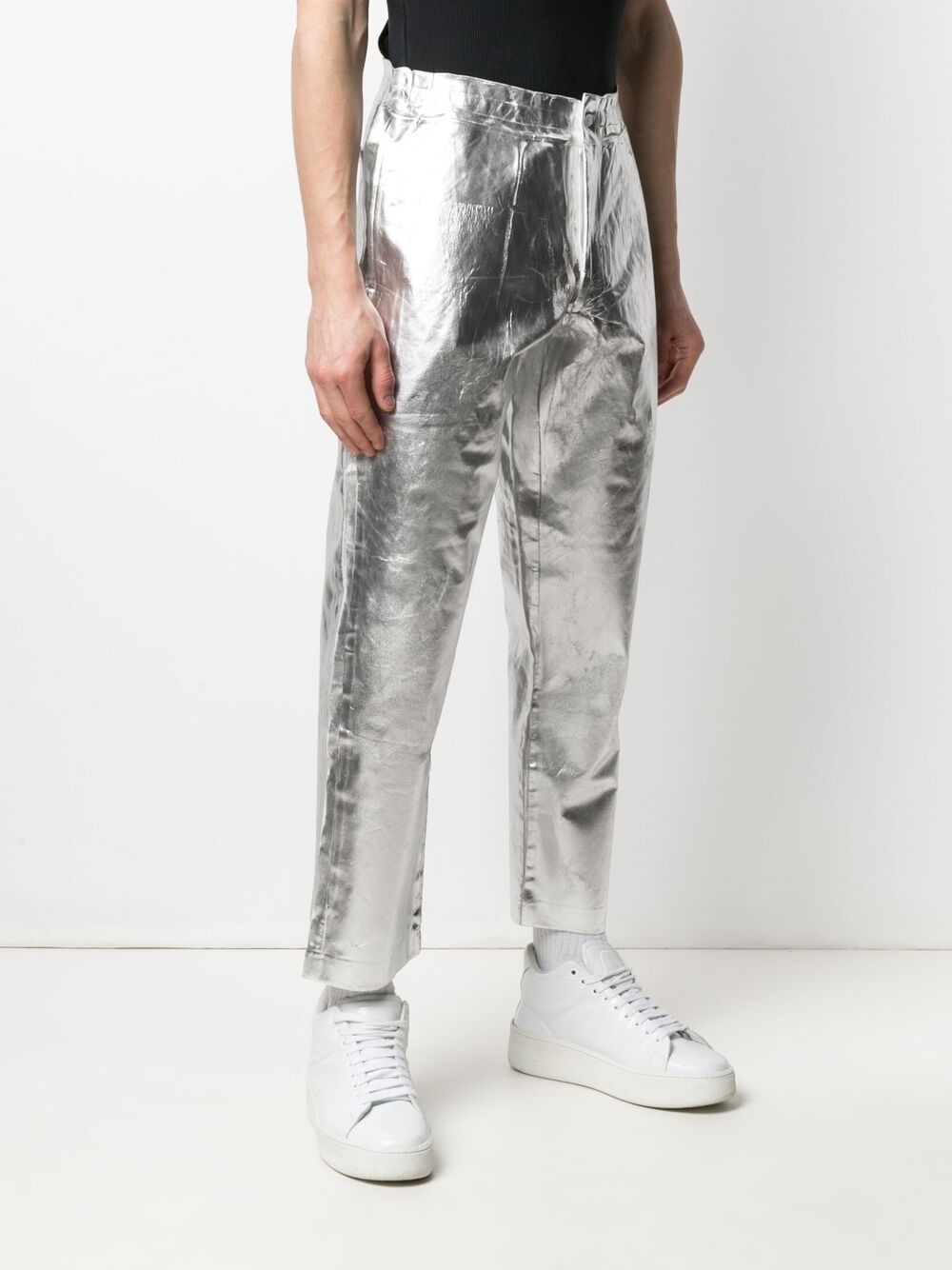 metallic-effect straight-leg trousers - 3