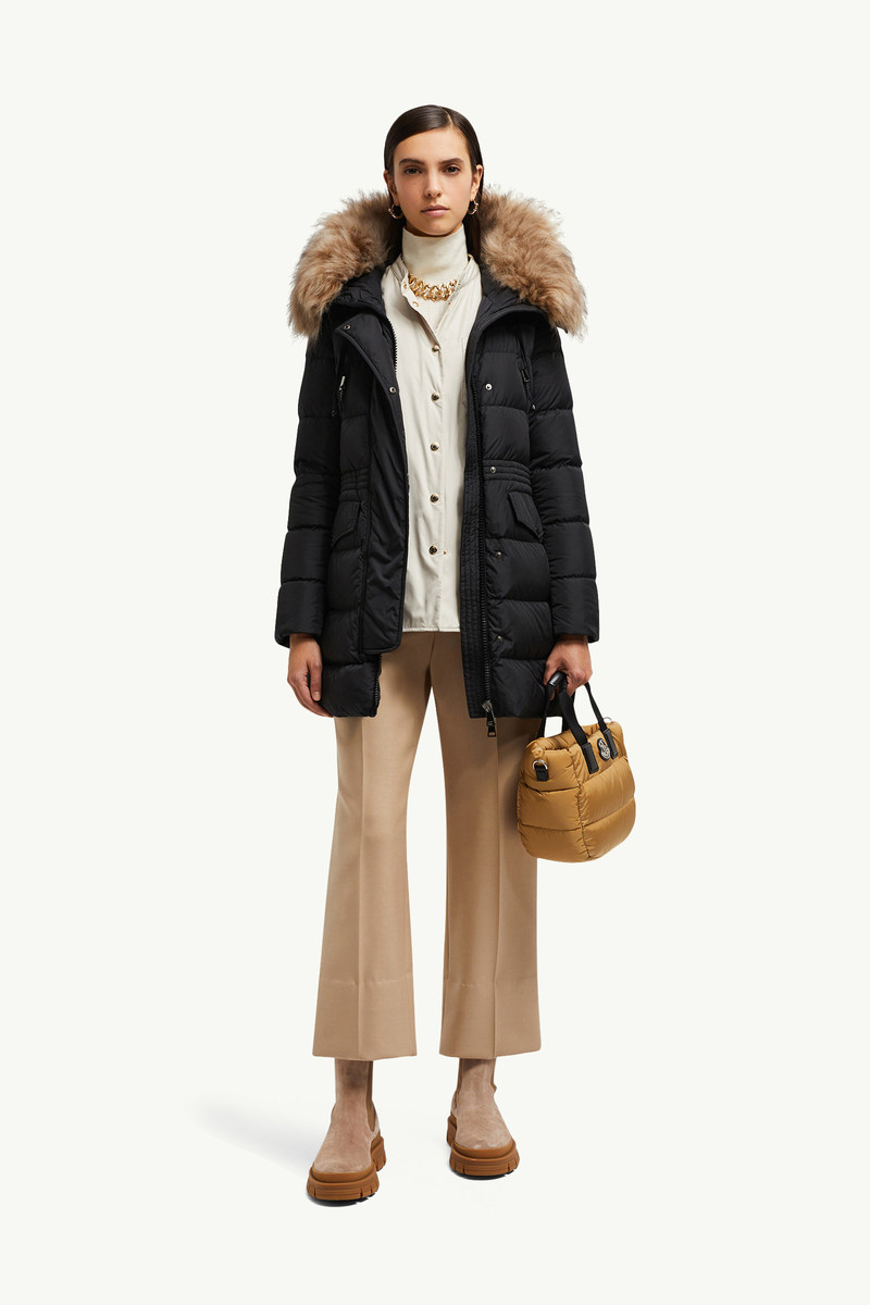 Moncler Aphroti Hooded Shearling-Trimmed Long Down Jacket outlook